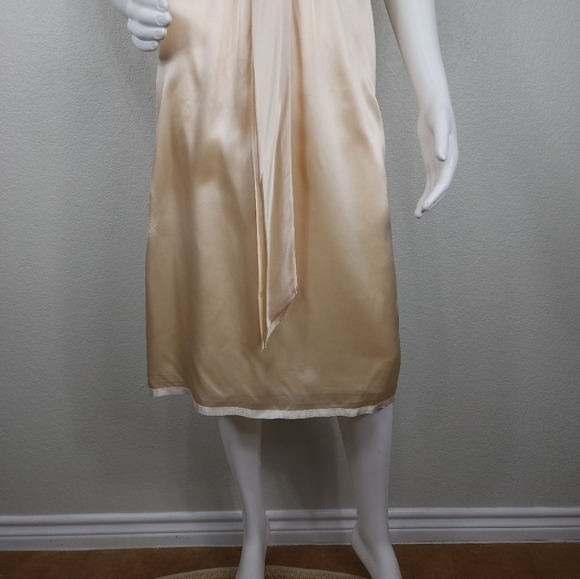 MAX AND CLEO Cream Silk Puff Sleeve Dress Size 2 - Picture 6 of 15